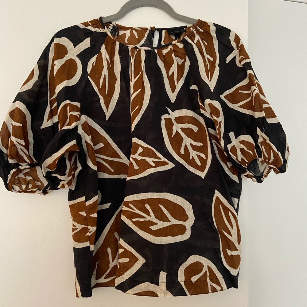 Who What Wear puffed sleeve linen blouse